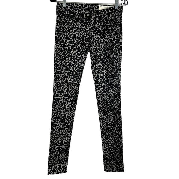 Rag & Bone Ameoba Leopard Print Skinny Pants Size 25 EUC Low Rise Flat Front - Picture 2 of 10